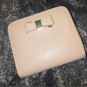 Furla compact zip wallet s with bow detail - EUC